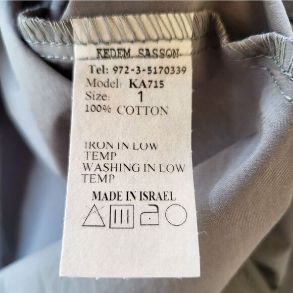 Kedem Sasson Gray Short Sleeve 100% Cotton Tie Front Tent Dress Size 6/8 - Picture 6 of 6